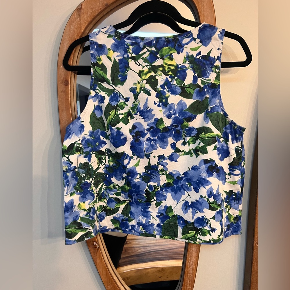 Milly Blue and Green Floral Tank Top - Picture 3 of 5